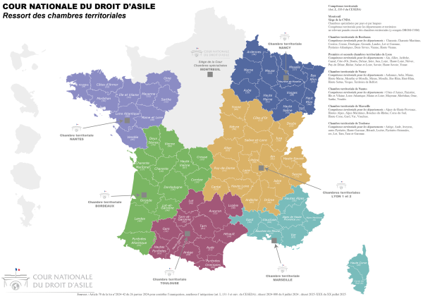 Carte des ressorts des chambres territoriales